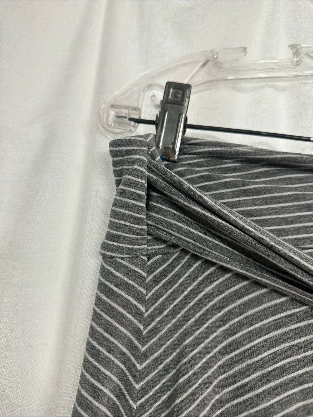 GAP Gray Striped Wrap Midi Skirt with Tie Size L